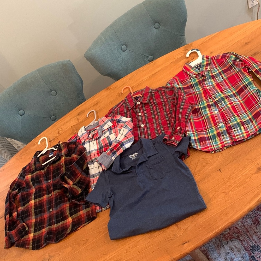 BOYS 5T button up long sleeve and short sleeve polo bundle